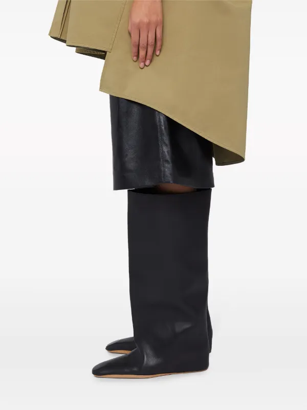 Jil Sander Leather Knee Boots | Black | FARFETCH PL