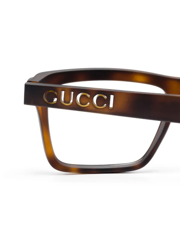 GUCCI ブラウン スクエア メガネ★グッチ Gucci Eyewear スクエア眼鏡フレーム | ブラウン | FARFETCH JP