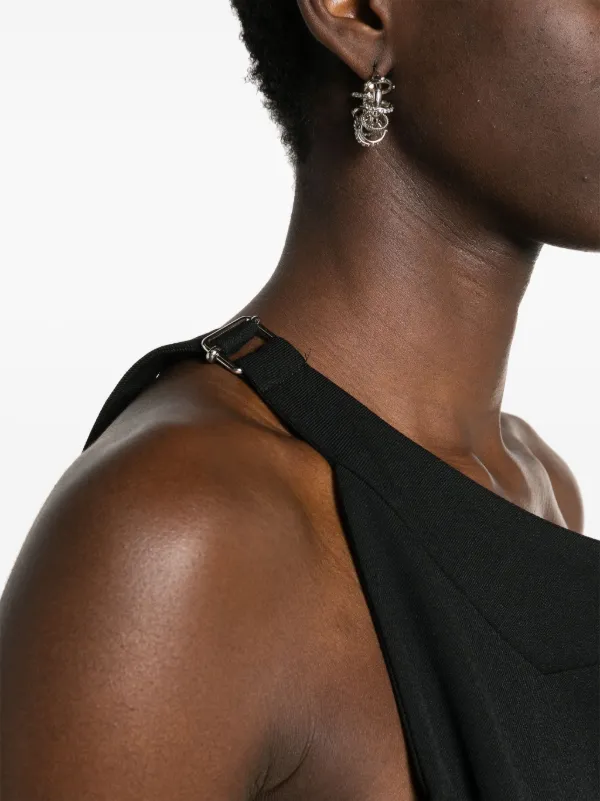 MM6 Maison Margiela asymmetric-neck Twill Top | Black | FARFETCH