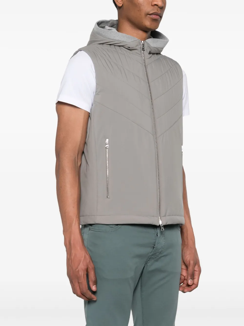 Shop Paul & Shark Hooded Padded Gilet In Green