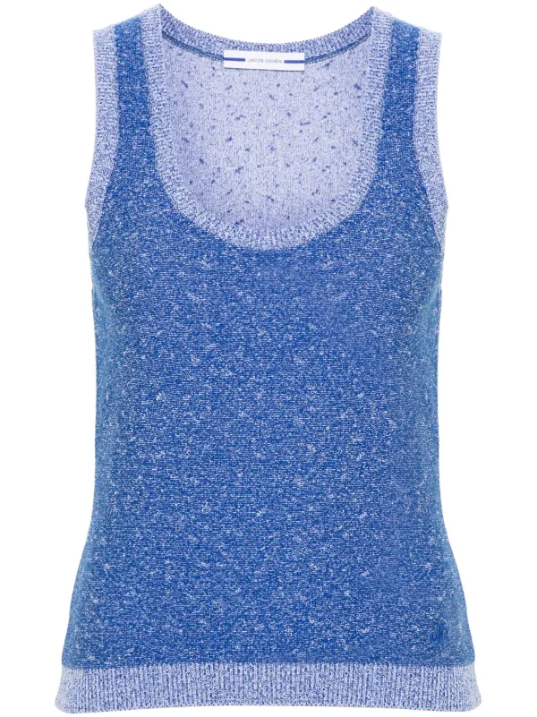 Jacob Cohën Logo-embroidered Bouclé Top in Blue