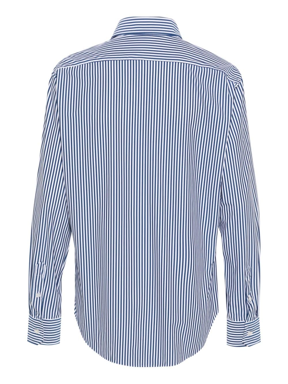 Shop Xacus Vertical-stripe Shirt In Blue
