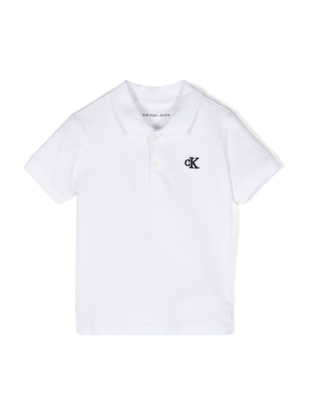 Calvin Klein Babies' Logo-embroidered Cotton Polo Shirt In 白色