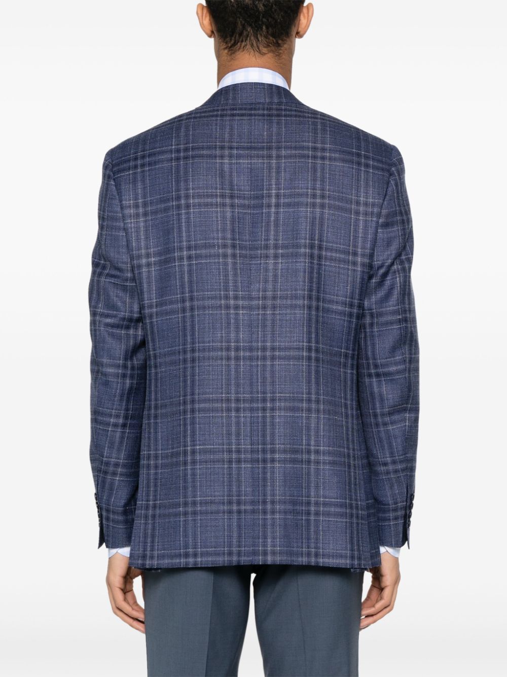 Shop Canali Checked Single-breasted Blazer In 蓝色