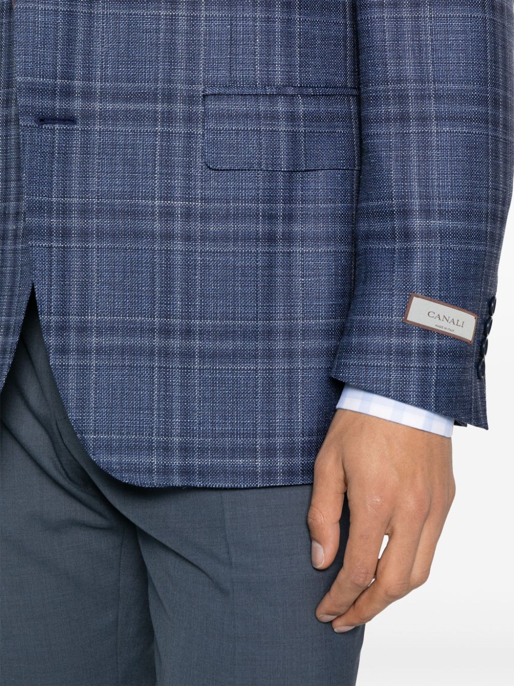 Shop Canali Checked Single-breasted Blazer In 蓝色