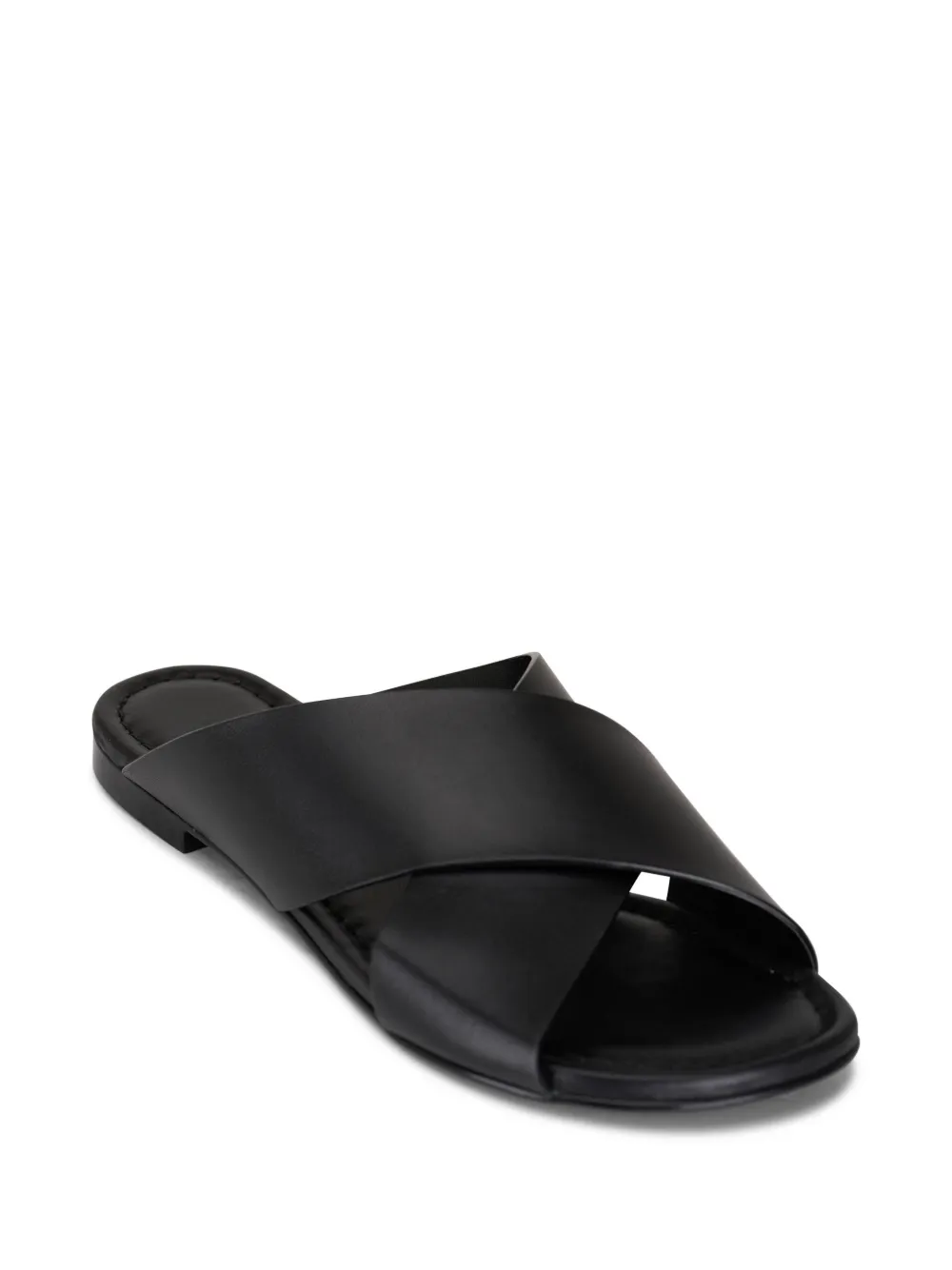 AGL criss-cross leather slides Black