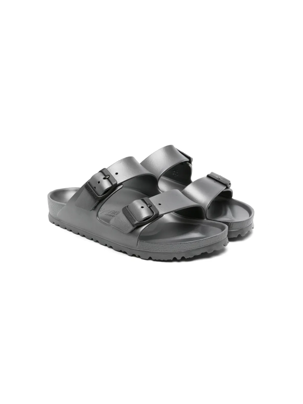 Birkenstock Kids Arizona double-buckle slides Grey