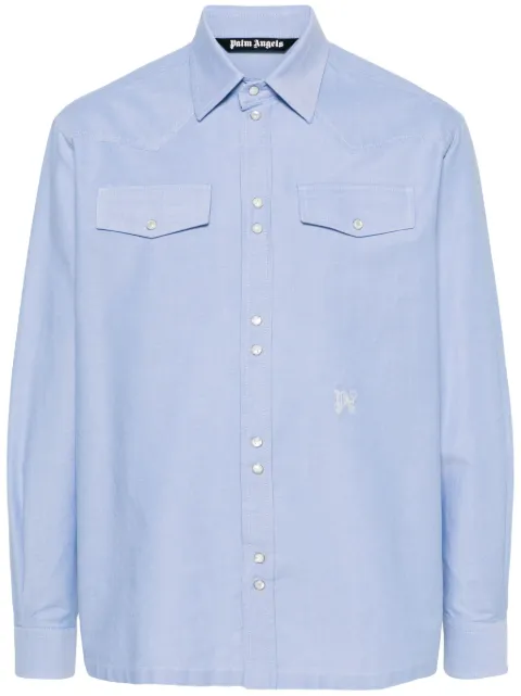 Palm Angels monogram-embroidered cotton shirt