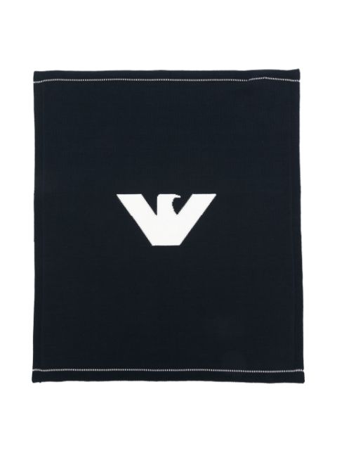 Emporio Armani Kids manta con logo en intarsia