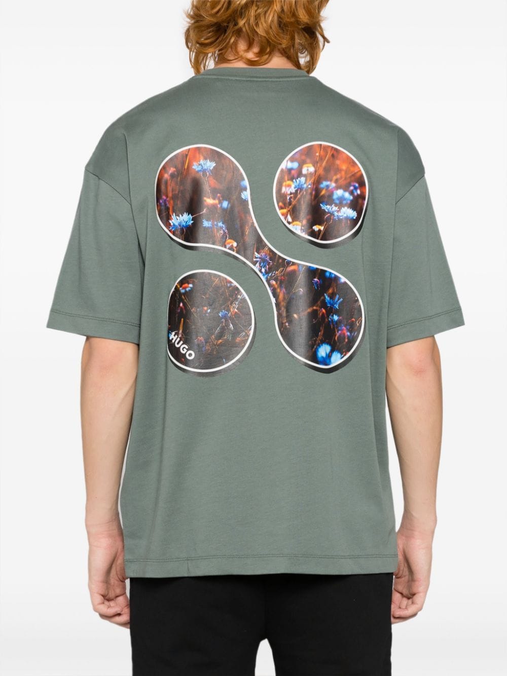 HUGO Katoenen T-shirt met grafische print Groen