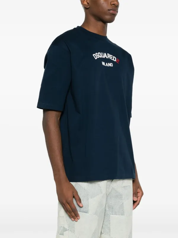 DSQUARED2 logo-print Cotton T-shirt | Blue | FARFETCH ID