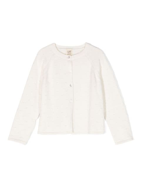 Caffe' D'orzo pointelle-knit cotton cardigan