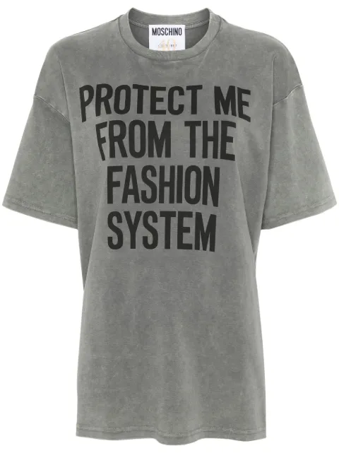 Moschino slogan-print cotton T-shirt