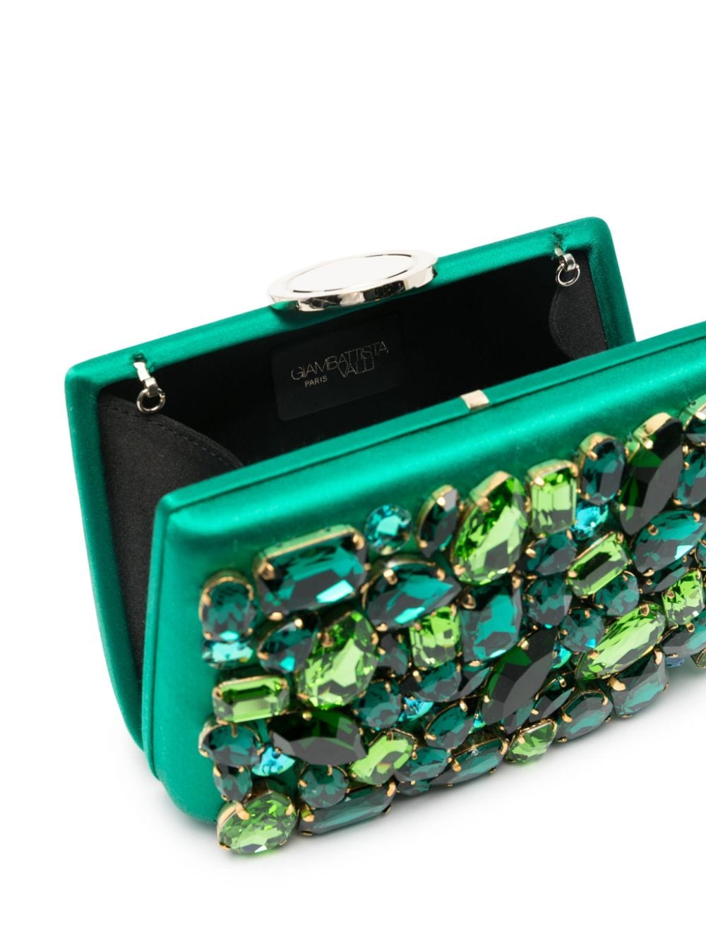 Shop Giambattista Valli Crystal-embellished Clutch Bag In Green