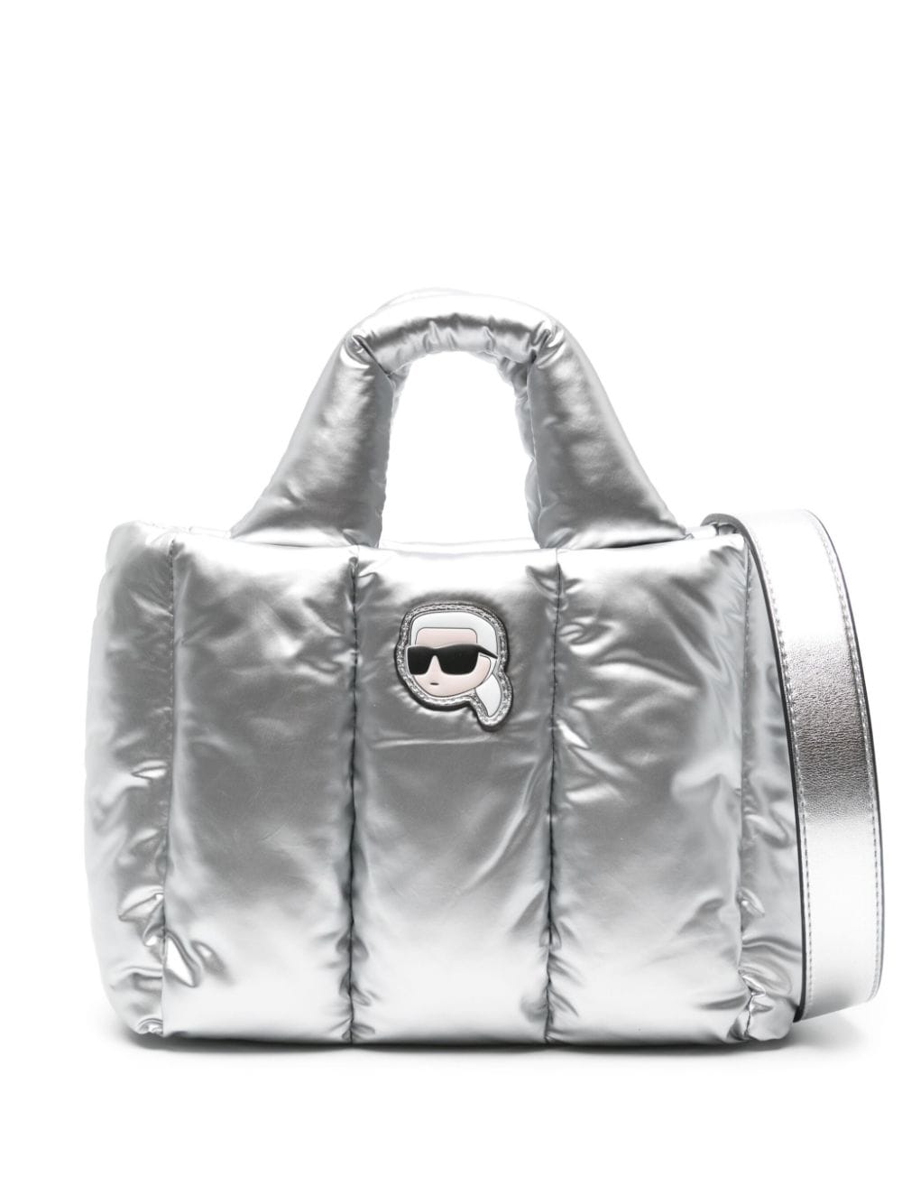 Karl Lagerfeld Borsa tote K/Ikonik 2.0 Puff piccola - Argento