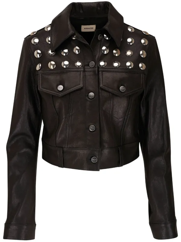 ジャケット KHAITE Women Leather Jackets 6147729 L729200 Black Jackson Jacket in Black Leather – KHAITE