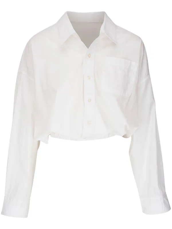 R13 Crossover Bubble Shirt Cropped in White