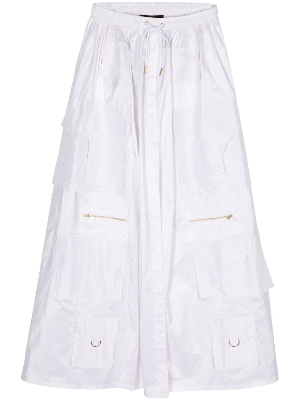 Cynthia Rowley Drawstring-waist Silk Cargo Skirt In 白色