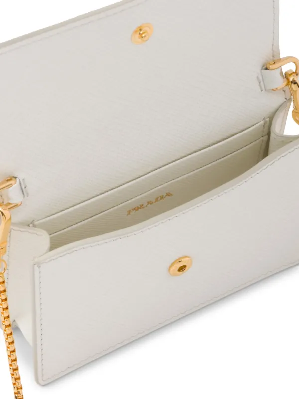 Prada Enamel Triangle Logo wallet-on-chain Bag | White Prada Enamel Triangle Logo wallet-on-chain Bag | White