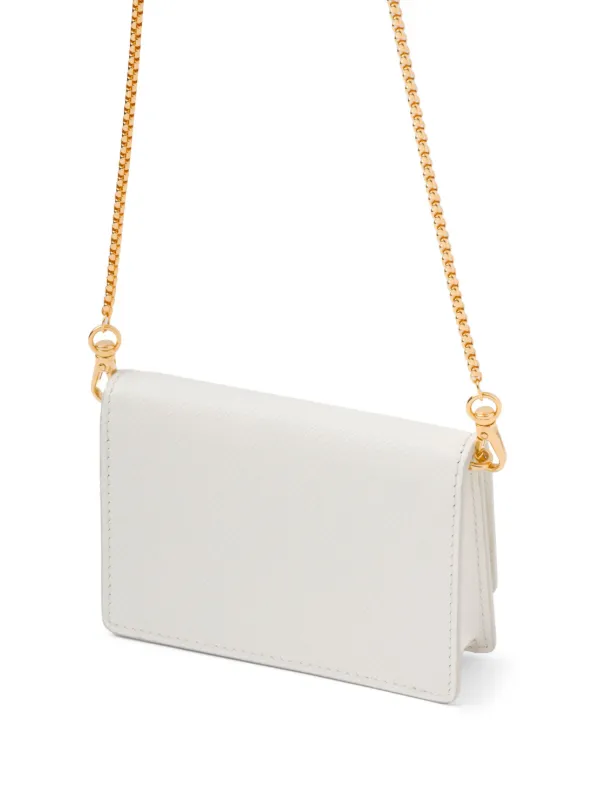 Prada Enamel Triangle Logo wallet-on-chain Bag | White Prada Enamel Triangle Logo wallet-on-chain Bag | White