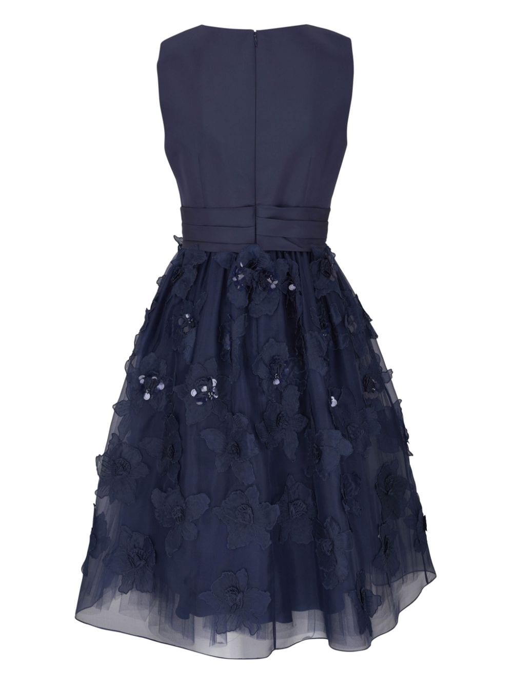 Shop Carolina Herrera Floral-embellished Tulle Dress In Blue