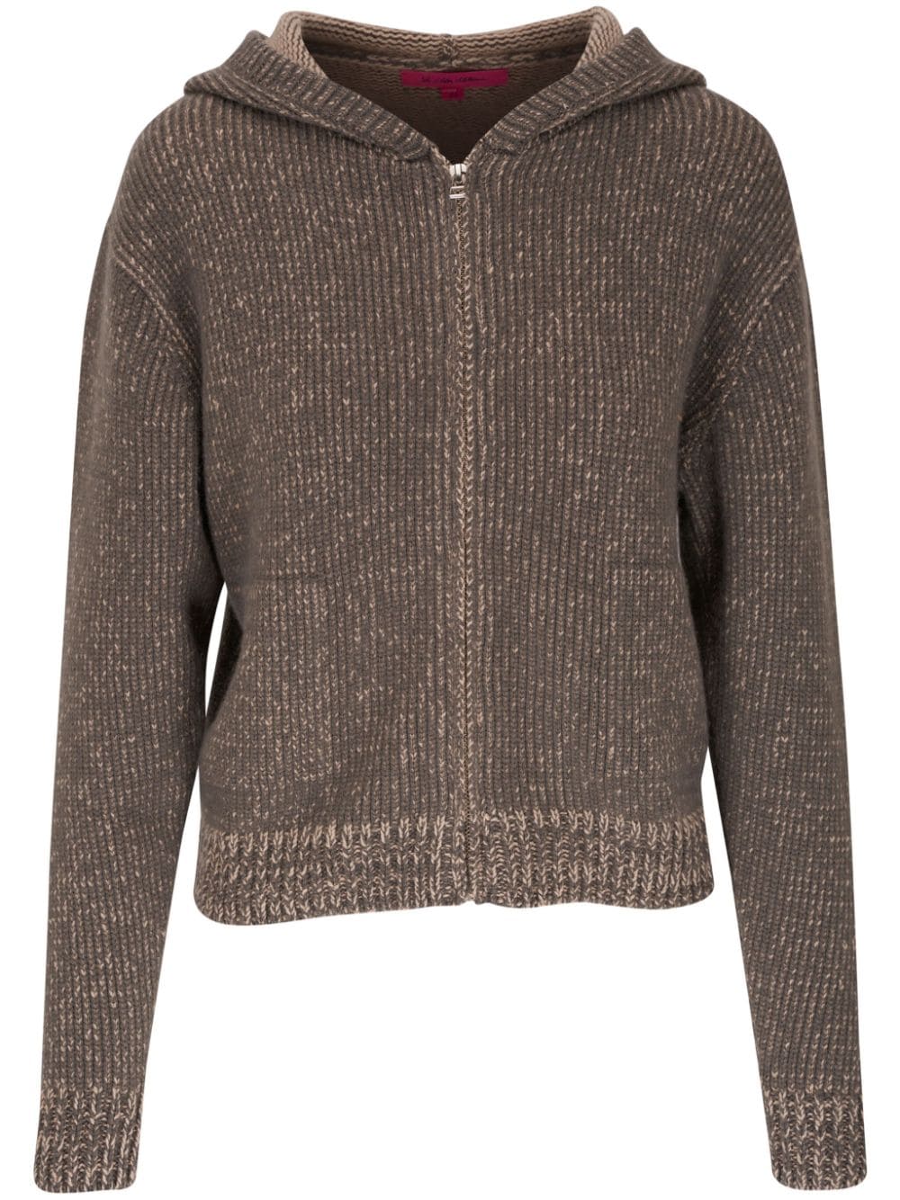 The Elder Statesman Zip-up Cashmere Knitted Hoodie In Brown