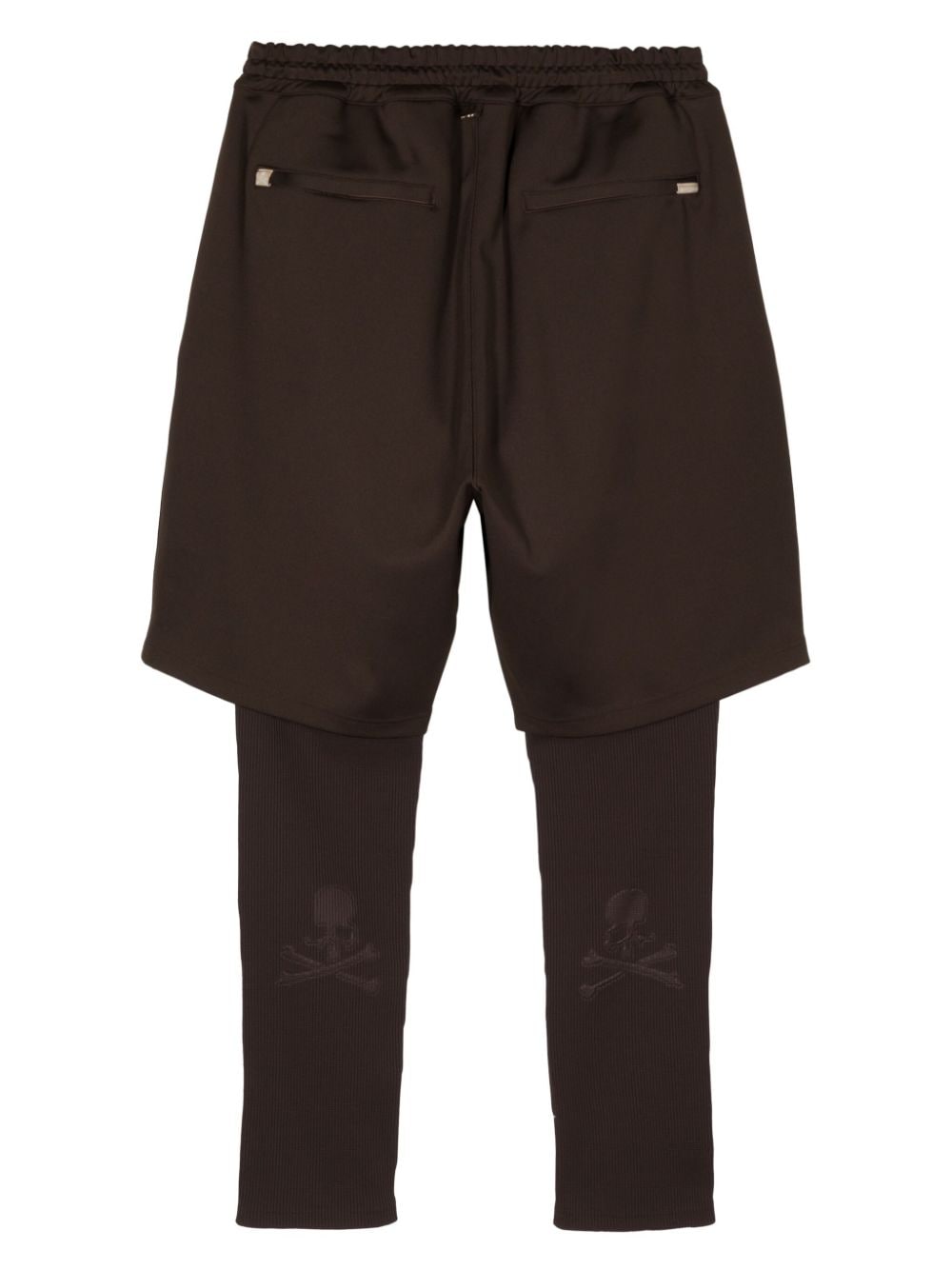 Shop Mastermind Japan Logo-debossed Layered Trousers In Brown