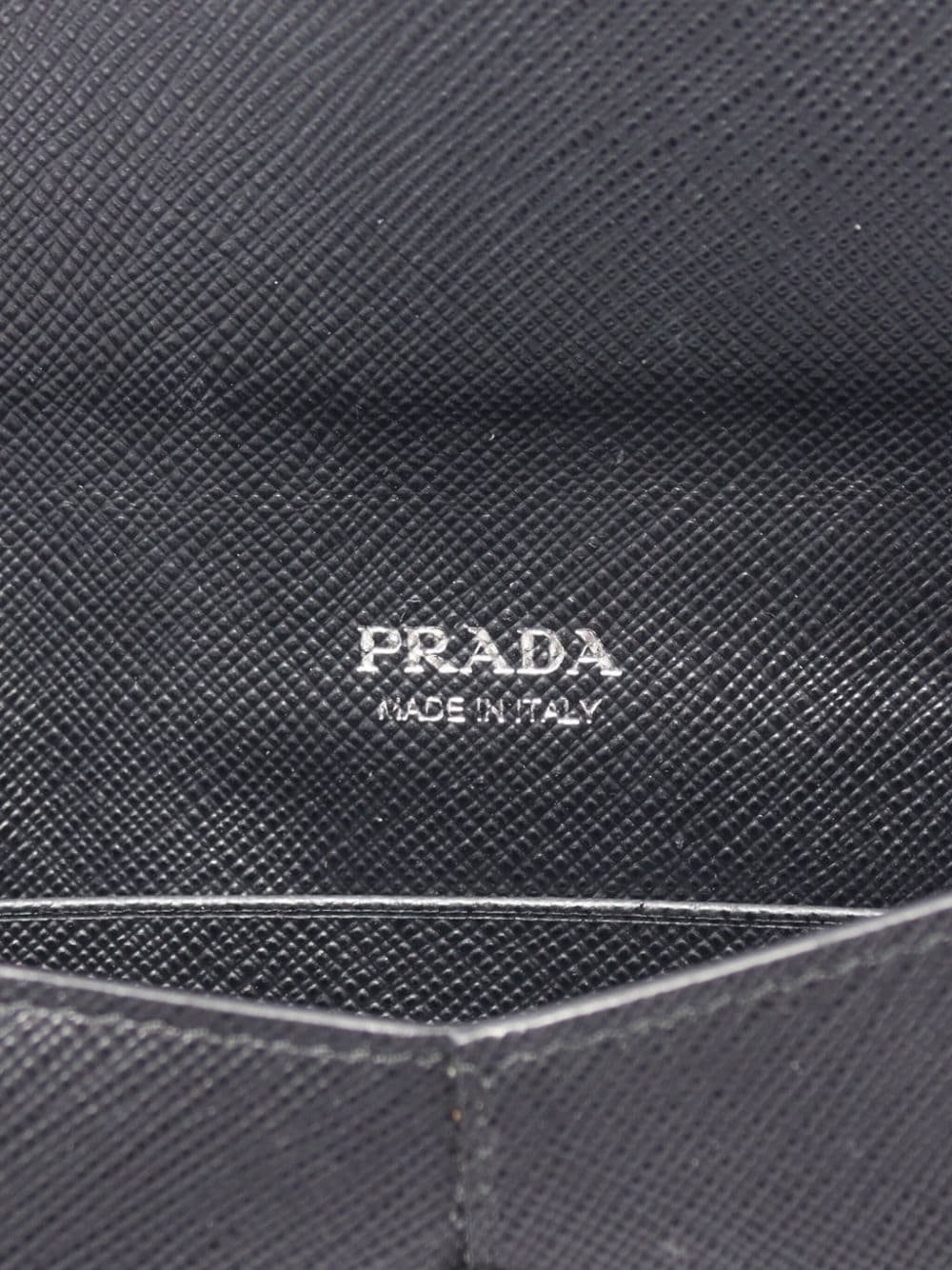 Pre-owned Prada Saffiano 皮质对折钱包 In Black