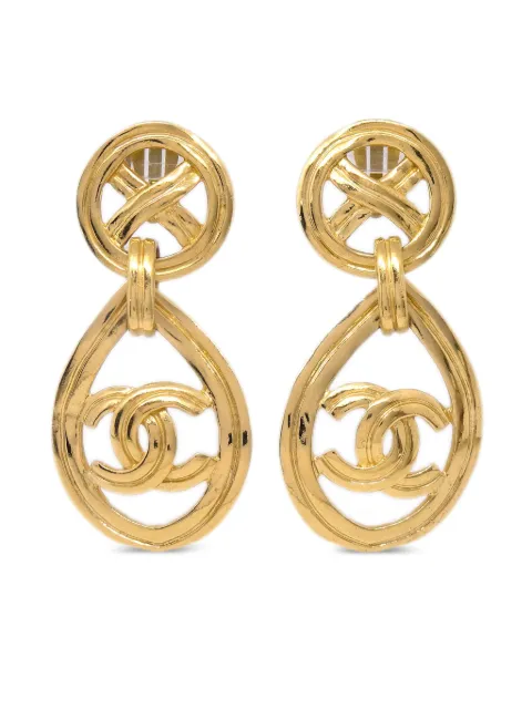 CHANEL Pre-Owned 1996 CC drop clip-on earrings