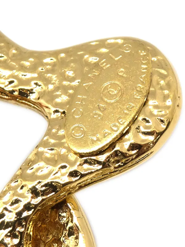 CHANEL Pre-Owned 1994 CC Logo Clover Brooch | Gold | FARFETCH GE