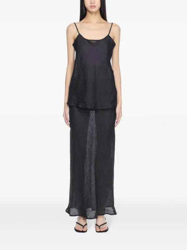スカート baserange sheer linen skirt Baserange semi-sheer Linen Maxi Skirt | Black | FARFETCH