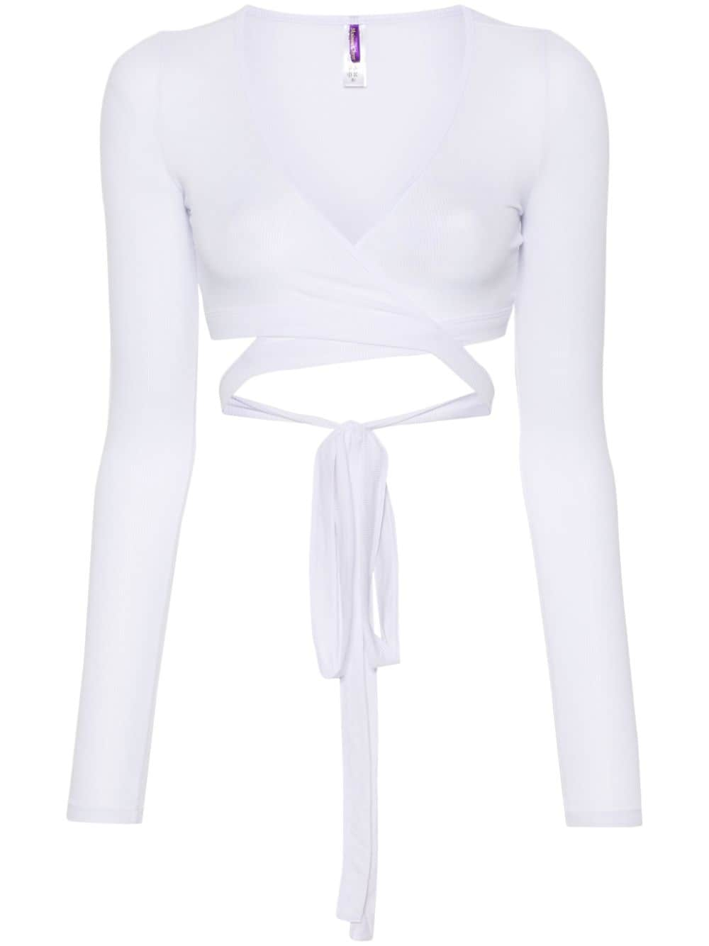 Maison Close La Femme Amazone Ribbed Wrap Blouse In White