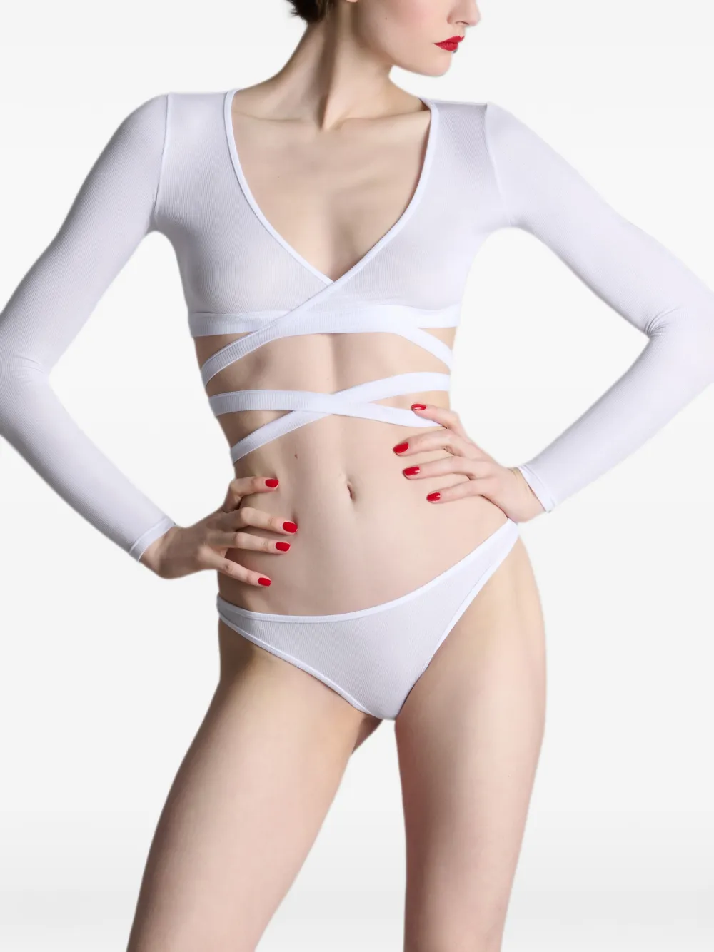 Maison Close Geribbelde blouse Wit