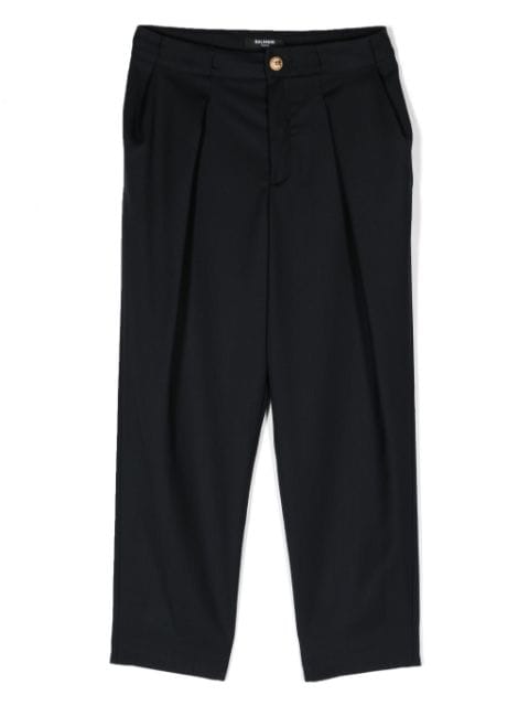 pleat-detailing wool chino trousers