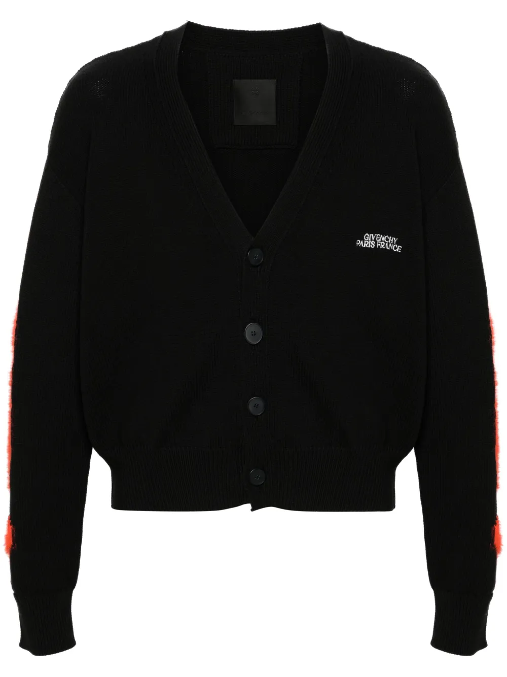 Givenchy Flame-intarsia Logo-embroidered Cardigan In Black