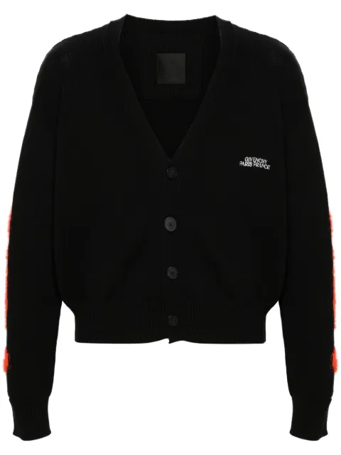 Givenchy flame-intarsia logo-embroidered cardigan