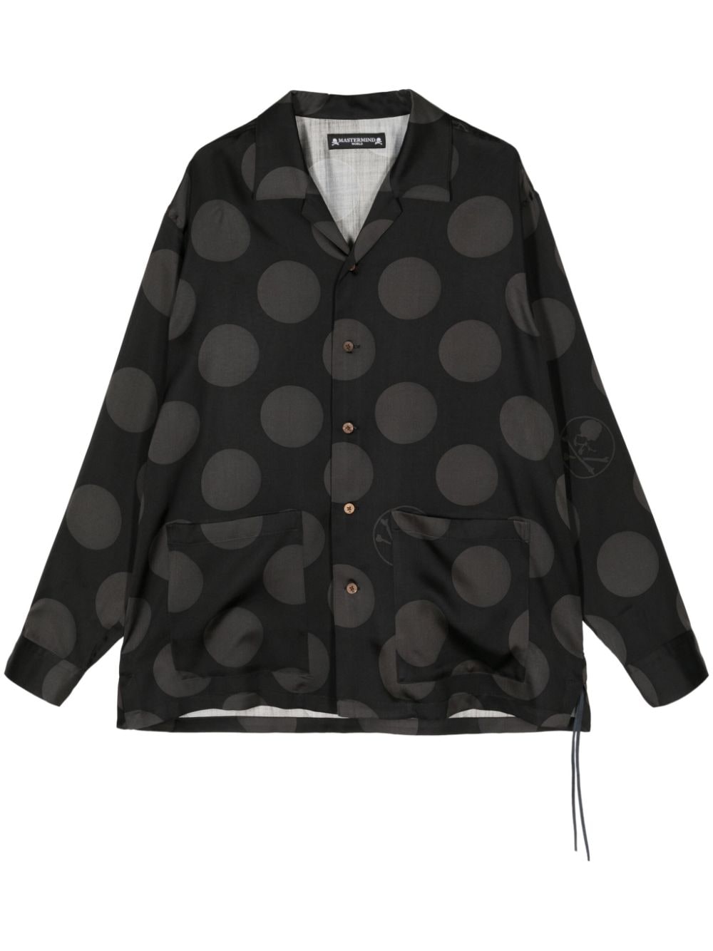 Mastermind Japan Polka-dot Silk Shirt In Black
