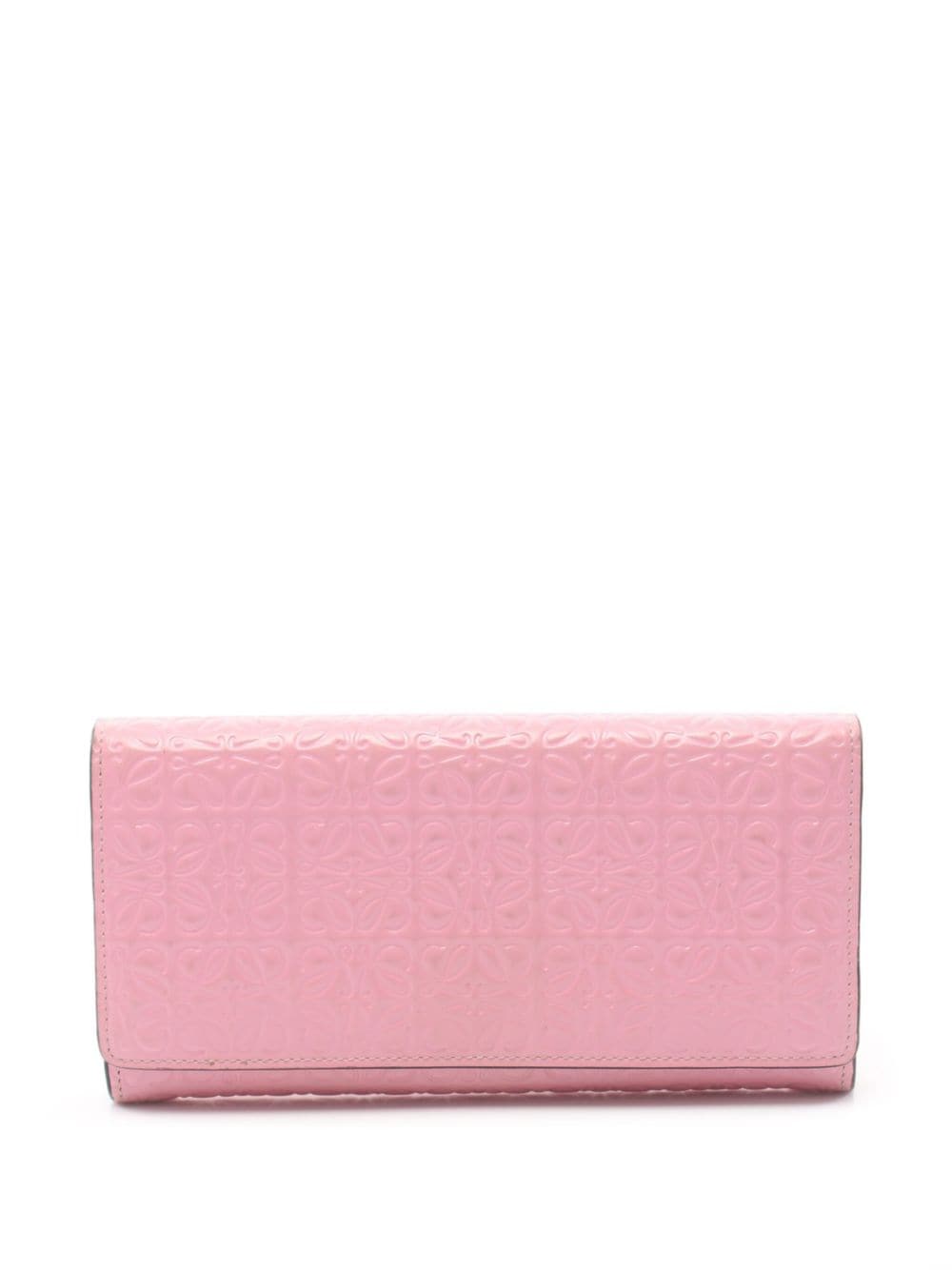 Pre-owned Loewe 2000 Anagram Continental Wallet In Pink