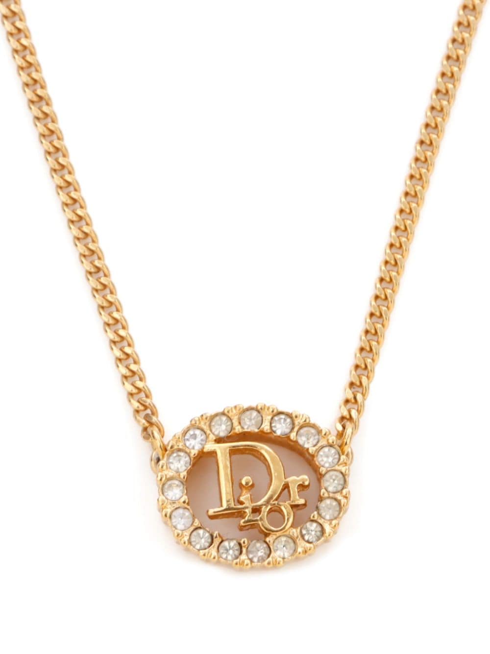 Christian Dior Pre-Owned crystal-embellished logo necklace - Goud