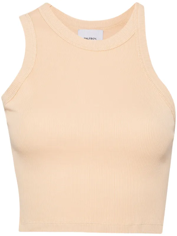 Halfboy Logo-embroidered Cotton Top in Brown