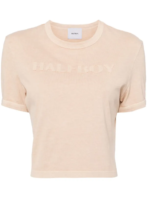 Halfboy Logo-patch Cotton T-shirt in Brown