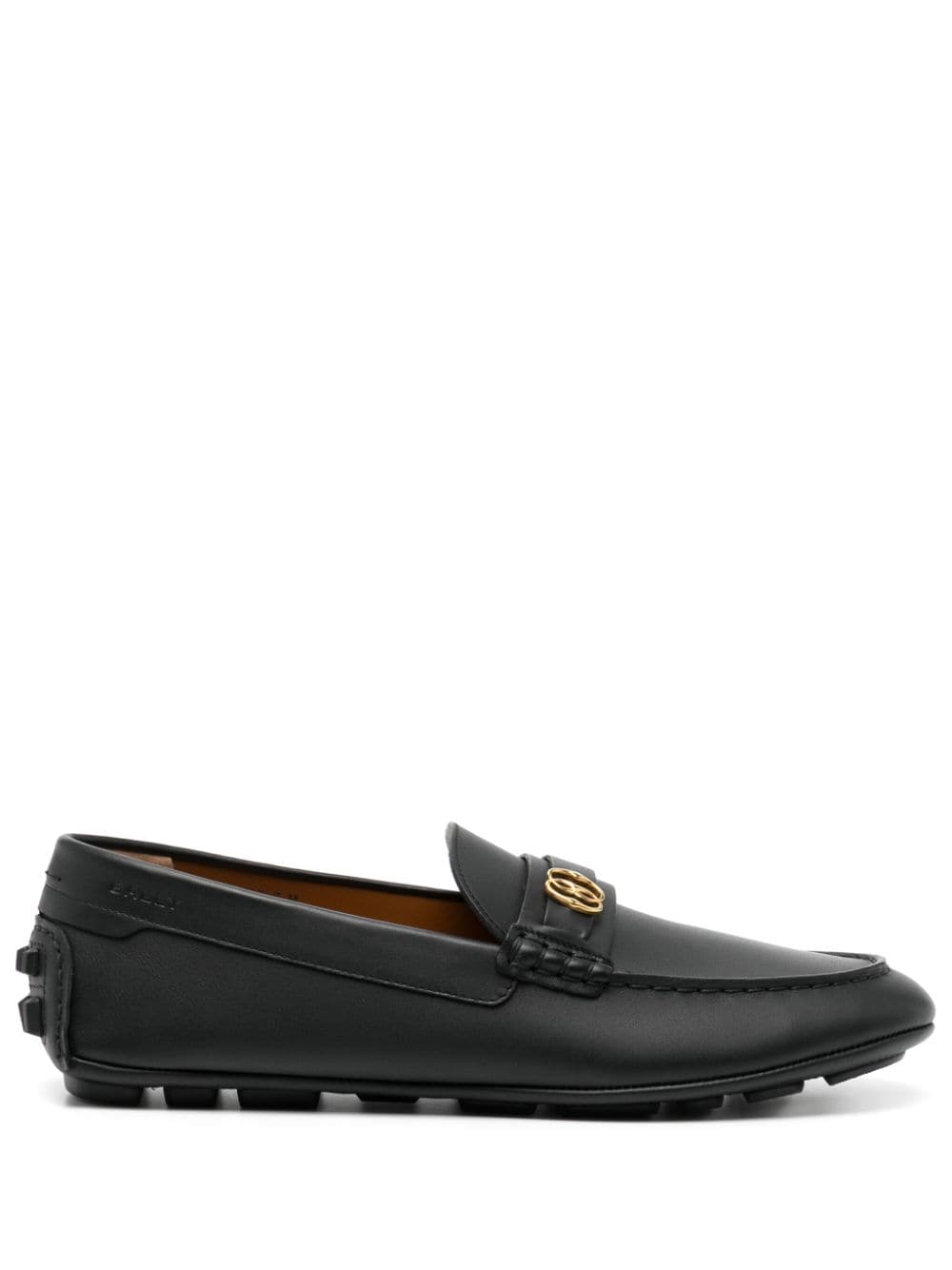 Shop Bally Emblem-plaque Leather Driving Shoes In Black