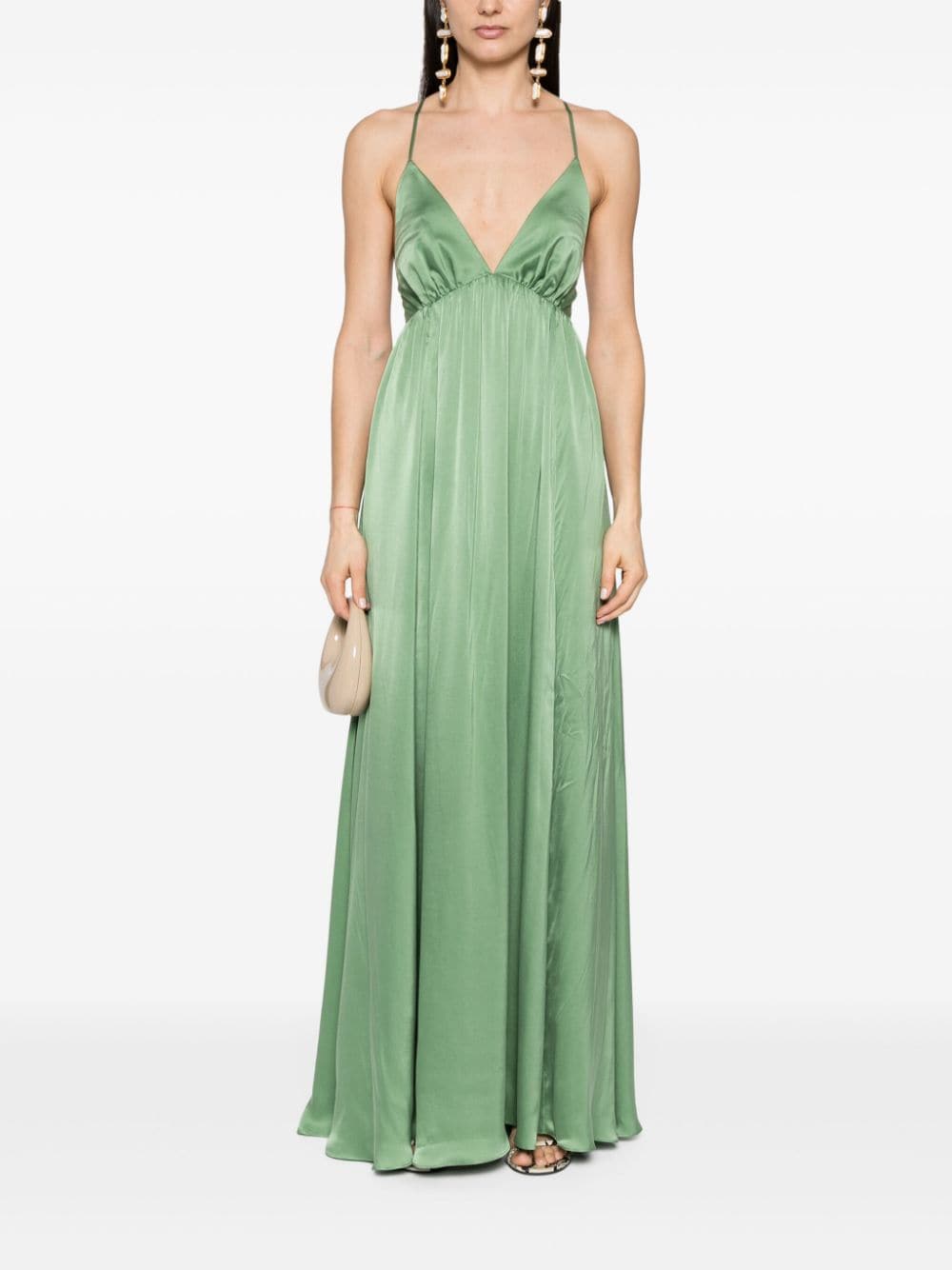 Shop Zimmermann Silk-satin Maxi Dress In Green