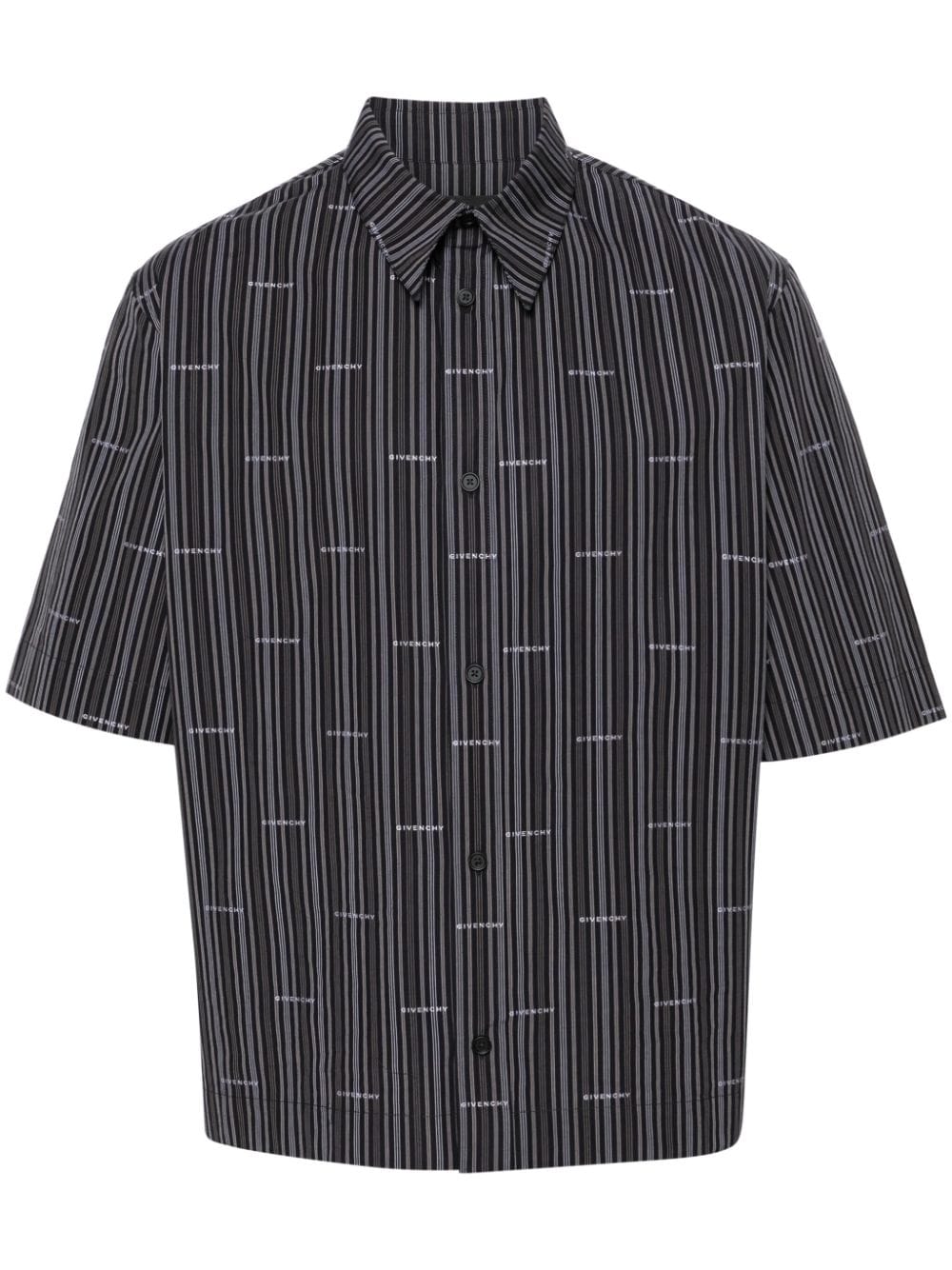 Shop Givenchy Logo-jacquard Striped Shirt In Black