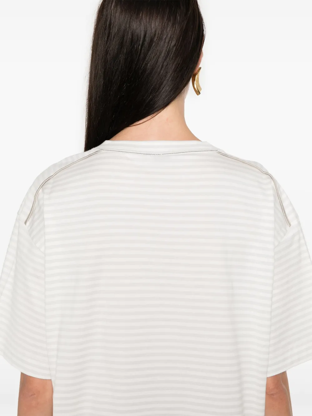 Brunello Cucinelli Gestreept T-shirt Grijs