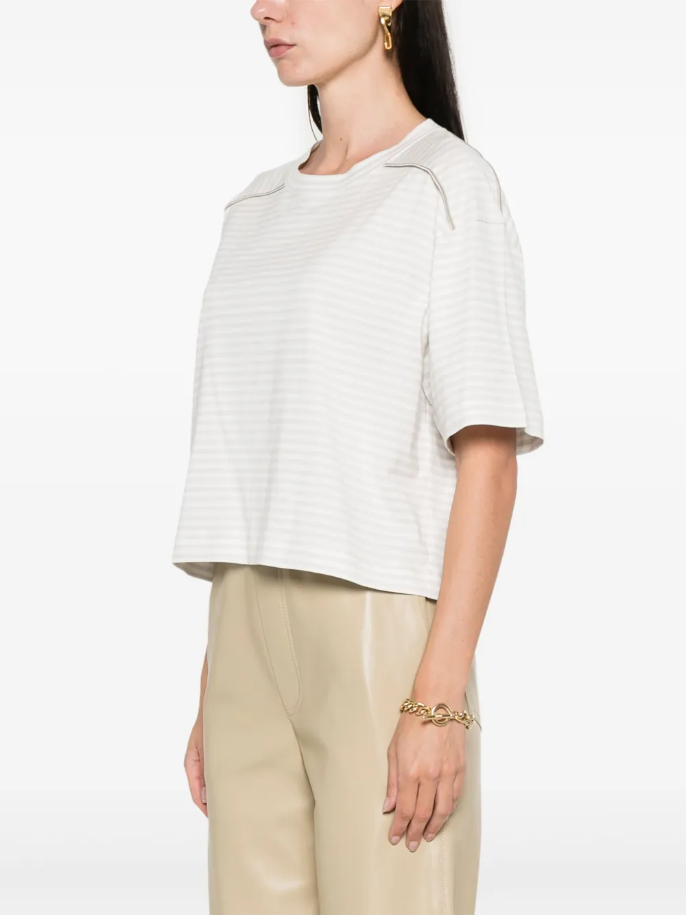 Brunello Cucinelli Gestreept T-shirt Grijs