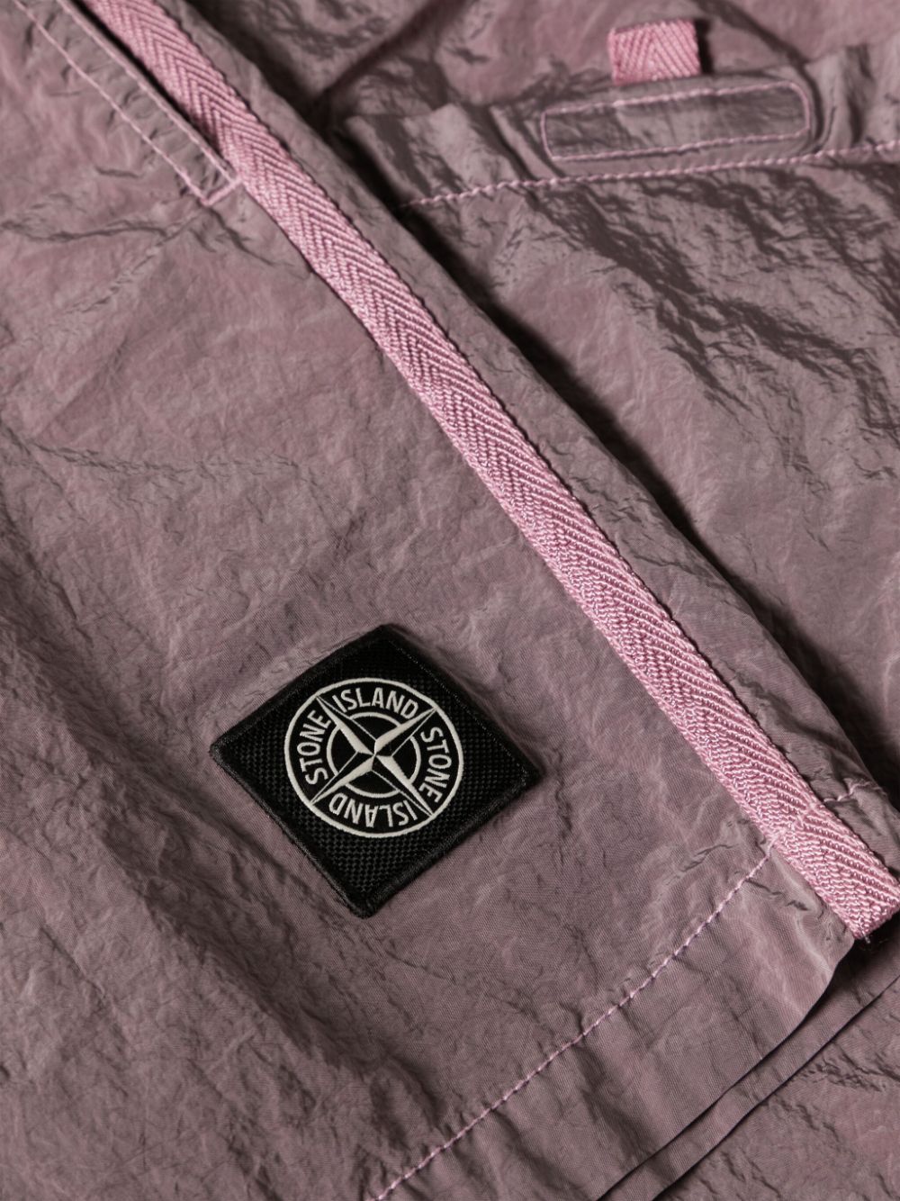 Shop Stone Island Crinkled-effect Swim Shorts In Purple