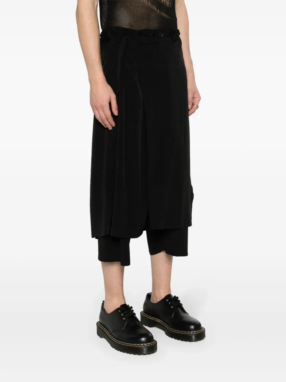 Shop Yohji Yamamoto U-standard Wrap Pants In Black