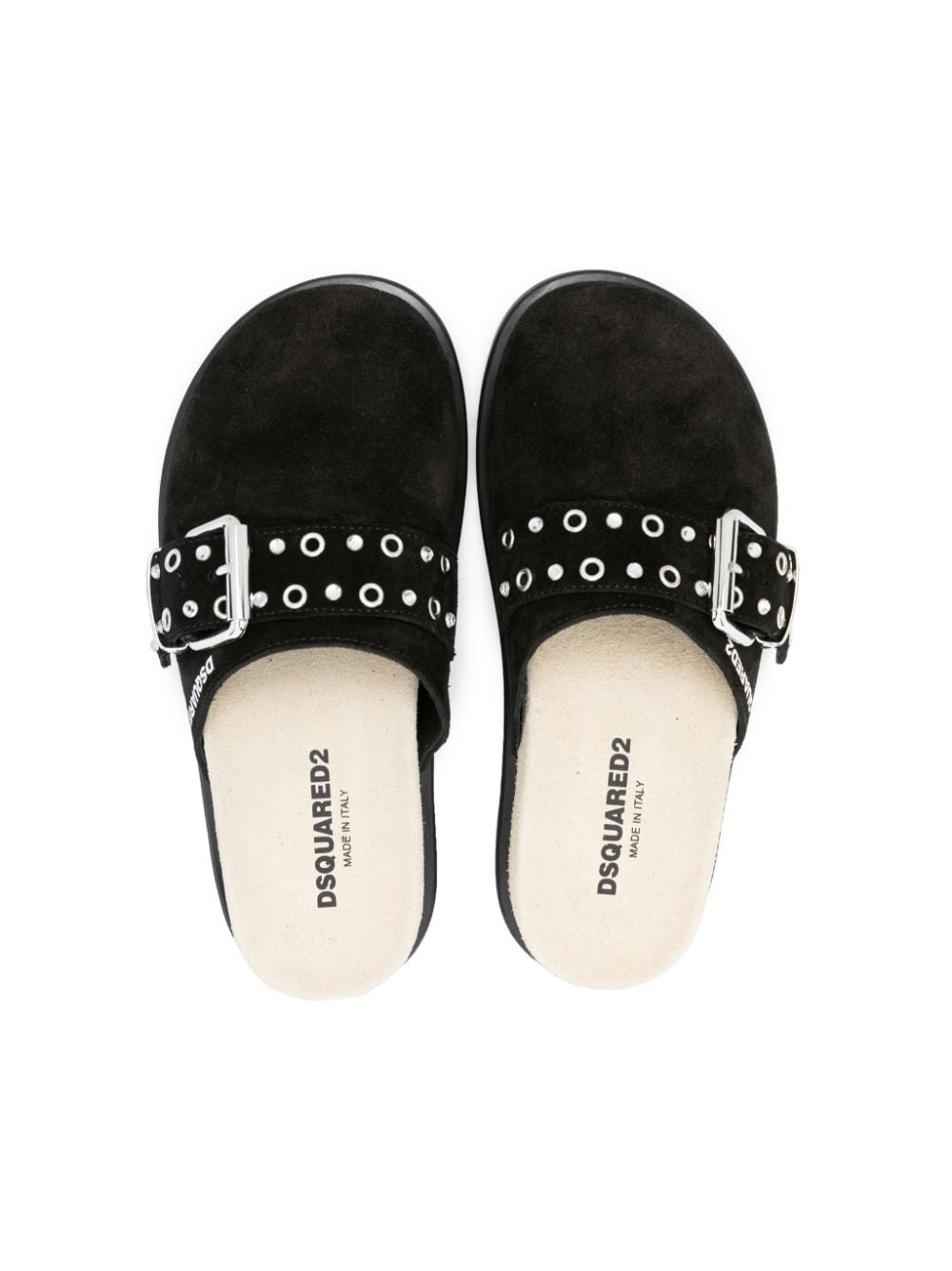 Shop Dsquared2 Buckle-detailed Suede Mules In Black