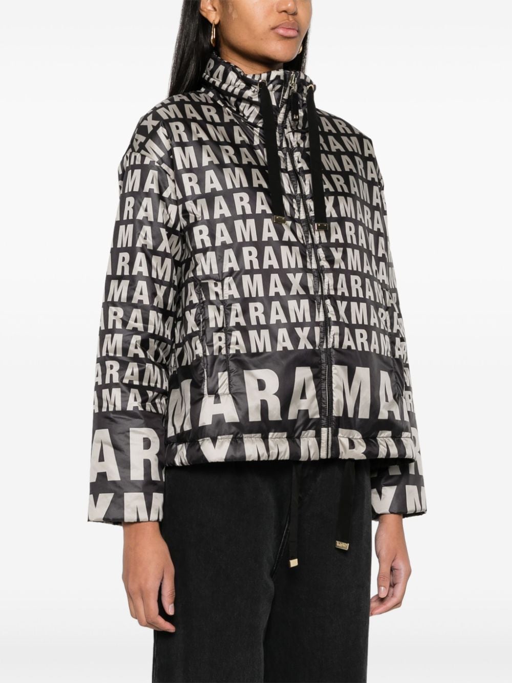 Shop Max Mara The Cube Bilogo Logo-print Reversible Jacket In Black